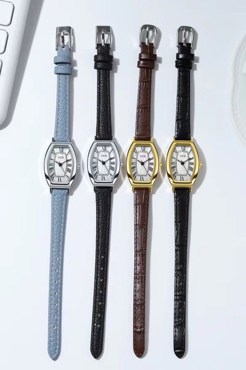 Gedi's New Roman Graduated Wine Barrel Shell per Studentesse, Orologio al Quarzo con Cintura di Lusso Piccolo e Leggero（_voghion.com