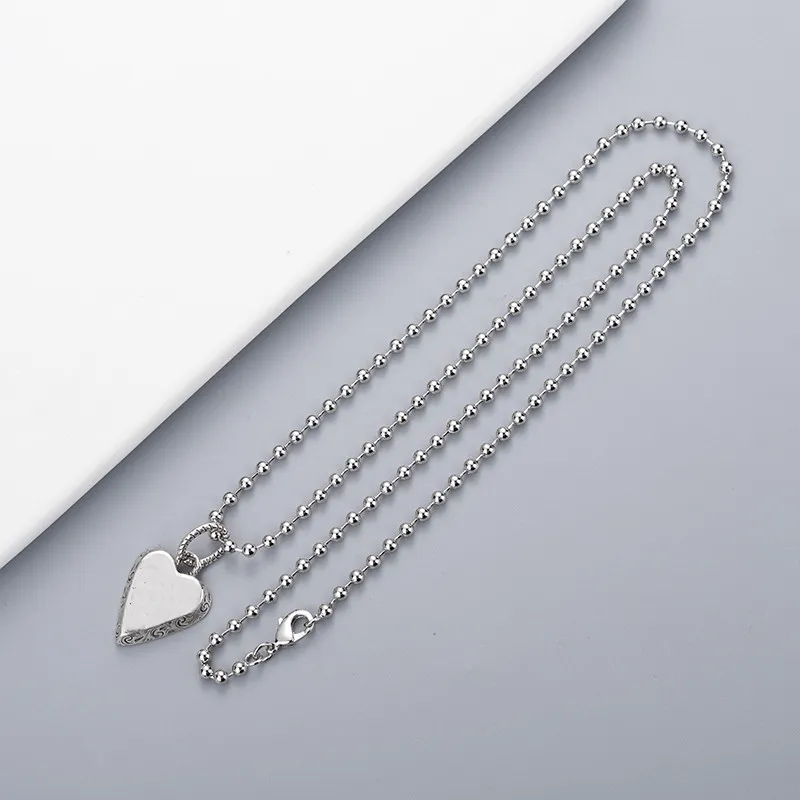 Ciondolo a forma di cuore vintage, modello placcato in argento di alta qualità per coppia, collana, fornitura di gioielli di moda_voghion.com