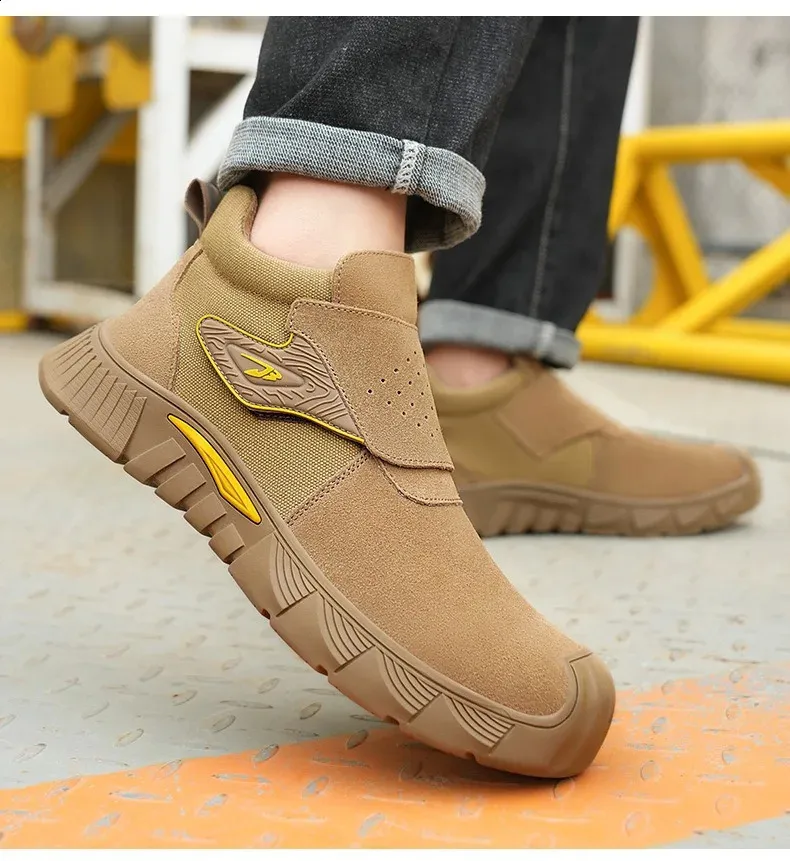 Chaussures de sécurité légères et antidérapantes pour hommes, avec embout en acier respirant et semelle en caoutchouc incassable, 240918_voghion.com