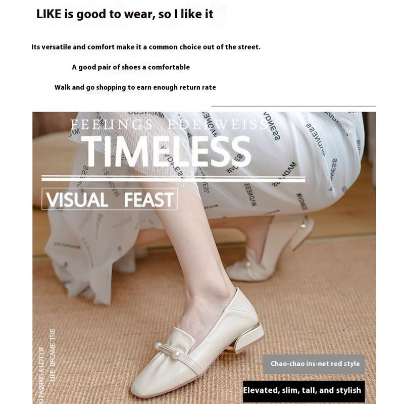 Women's hundreds of soft leather summer net red models evening wind gentle temperament fairy commuting middle heel_voghion.com