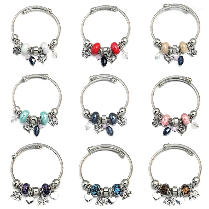 Bangle Charm Love Butterfly Beaded Bracelet Jewelry 6 Colour Adjustable Bangles Romantic Accessories Fashion Women_voghion.com