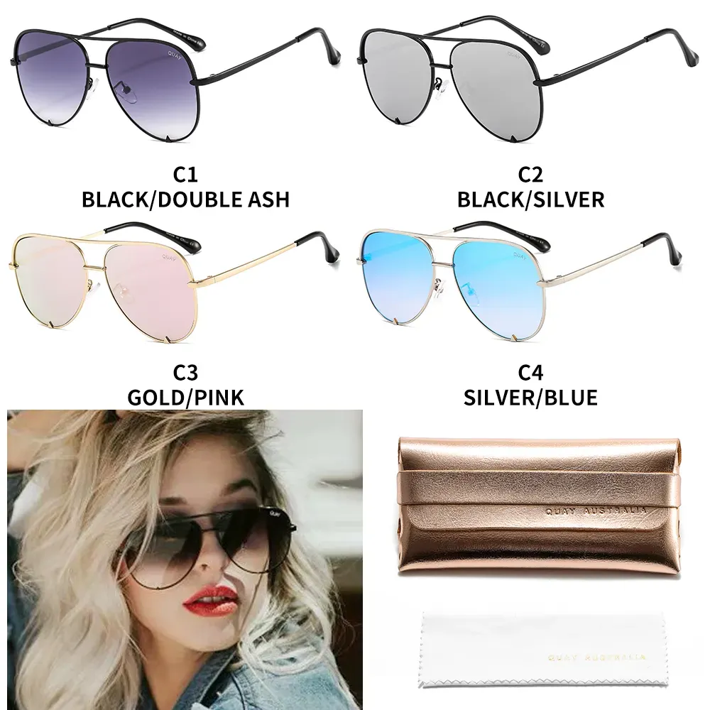 Occhiali da sole alla moda, confezione da 2 pezzi, senza custodia, occhiali da sole Quay, occhiali ovali_voghion.com