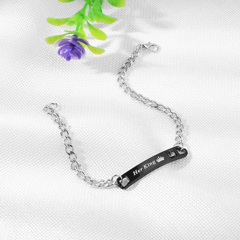 Braccialetto con scritta Selg, semplice e alla moda, con corona e coppia, modello Dia_voghion.com