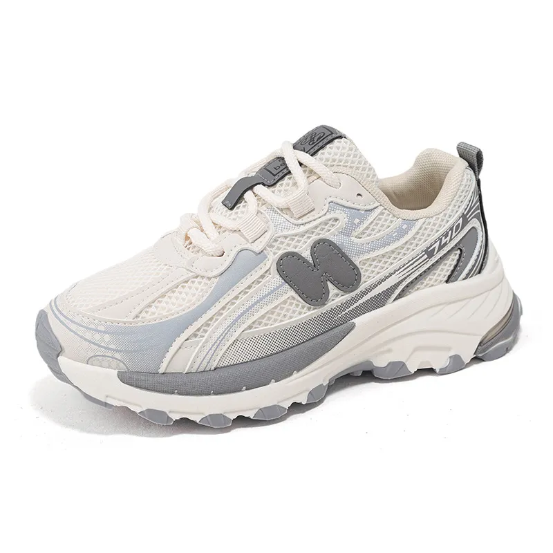 Women's Running Shoes Breathable Lightweight Trainers Black Beige_voghion.com