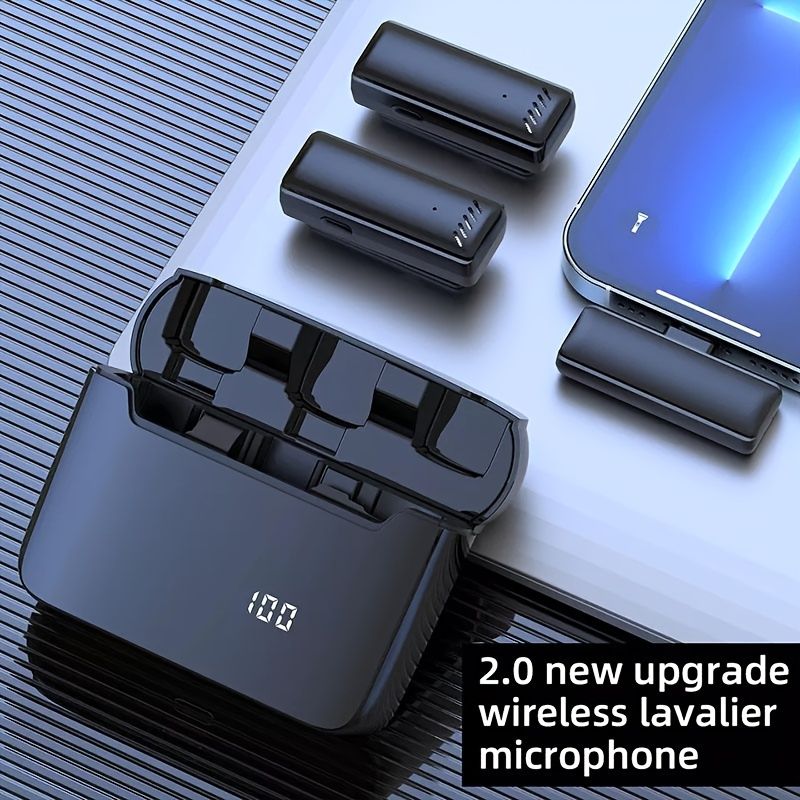 Dual Wireless Lavalier Microphone For IPhone IPad; Wireless Clip On Mic Professional Plug-Play Wireless Lapel Microphones For Recording; Live Stream_voghion.com