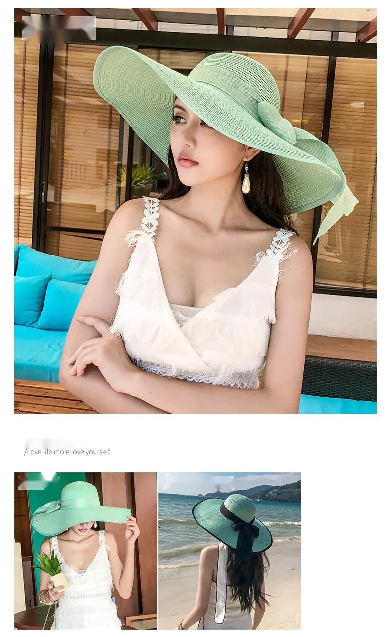Letní slaměná dětská korejská edice Tidal Beach Protection Sun Vacation Všestranný Cool Hat s velkou krempou_voghion.com