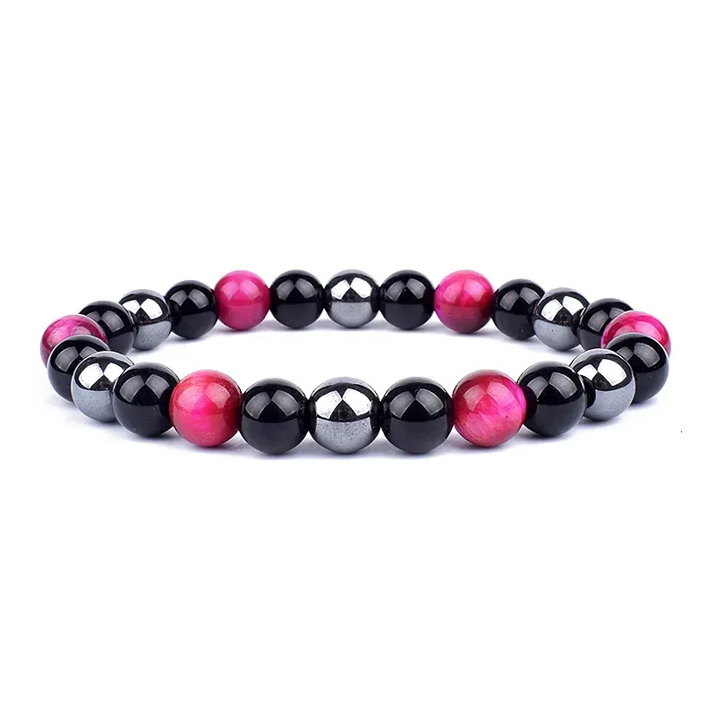 Triple Protection Beaded Bracelet With Obsidian Hematite Tiger Eye_voghion.com