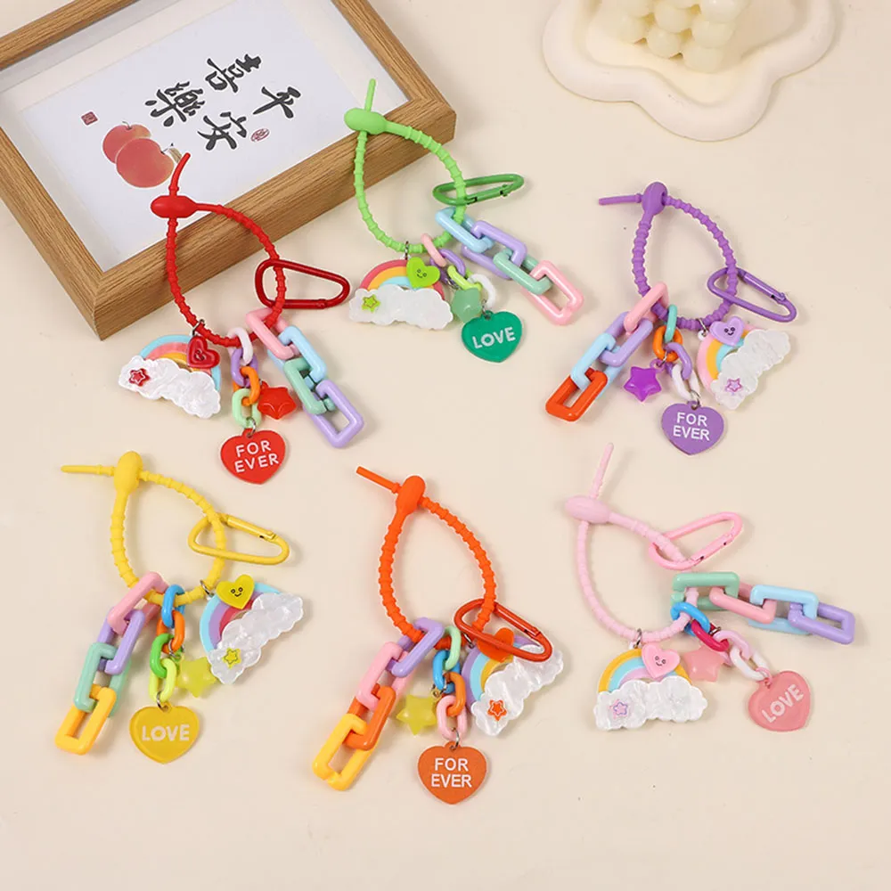 Candy Color Cute Keychain Car Key Accessories Funny Cloud Creative Backpack Pendant Ornament Gift Cartoon Bag Hangings_voghion.com