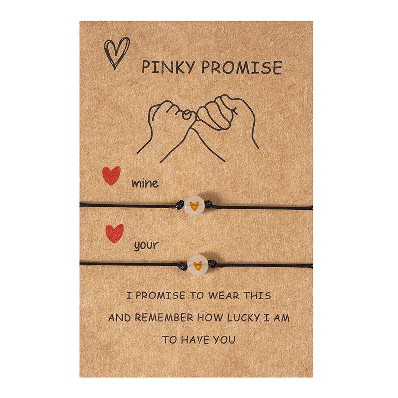 Nuovo semplice luminoso amore fortunato perlina amicizia coppia tirare gancio carta braccialetto regolabile mano corda_voghion.com