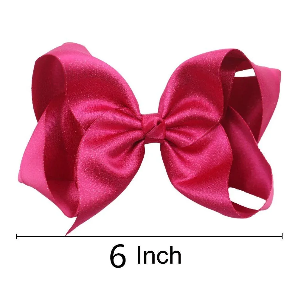 Lot de 20 nœuds en ruban gros-grain pailleté scintillant de 6 pouces avec pinces à cheveux en crocodile pour filles, enfants et adolescents_voghion.com