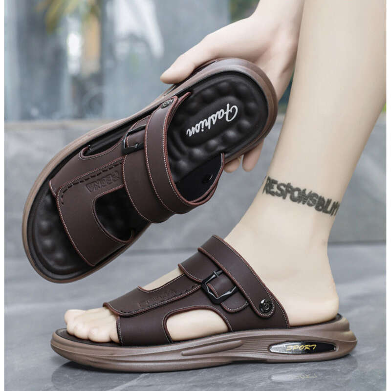 Sandalen für Herren zum Tragen im Sommer, weiche Ledersohle, geeignet für Outdoor-Sportarten_voghion.com