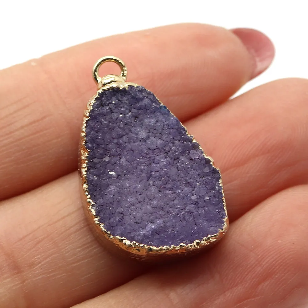 Collane con ciondolo in pietra naturale con cristallo irregolare, ciondolo in argento placcato, artigianato, creazione di gioielli da donna, collana fai da te_voghion.com