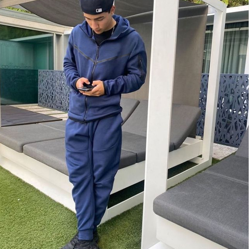 Heren hoodie mode casual sport rits jas broek set_voghion.com