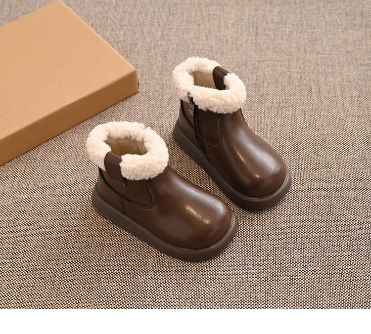 Copii clasici de iarnă, pufoși și moi, fete și băieți, zăpadă la modă, versatil, cald, pentru copii, Kidsnest, școală cauzală, gleznă pentru copii mici_voghion.com