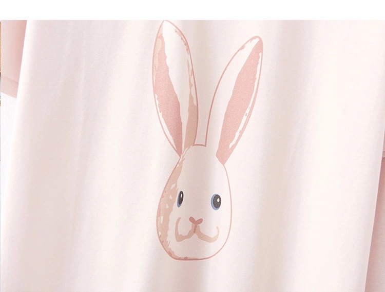 Nachtwäsche für Damen Pyjama für Damen, kurzärmelige Hose mit Cartoon-Katze und Kaninchen-Motiv, Heimanzug_voghion.com