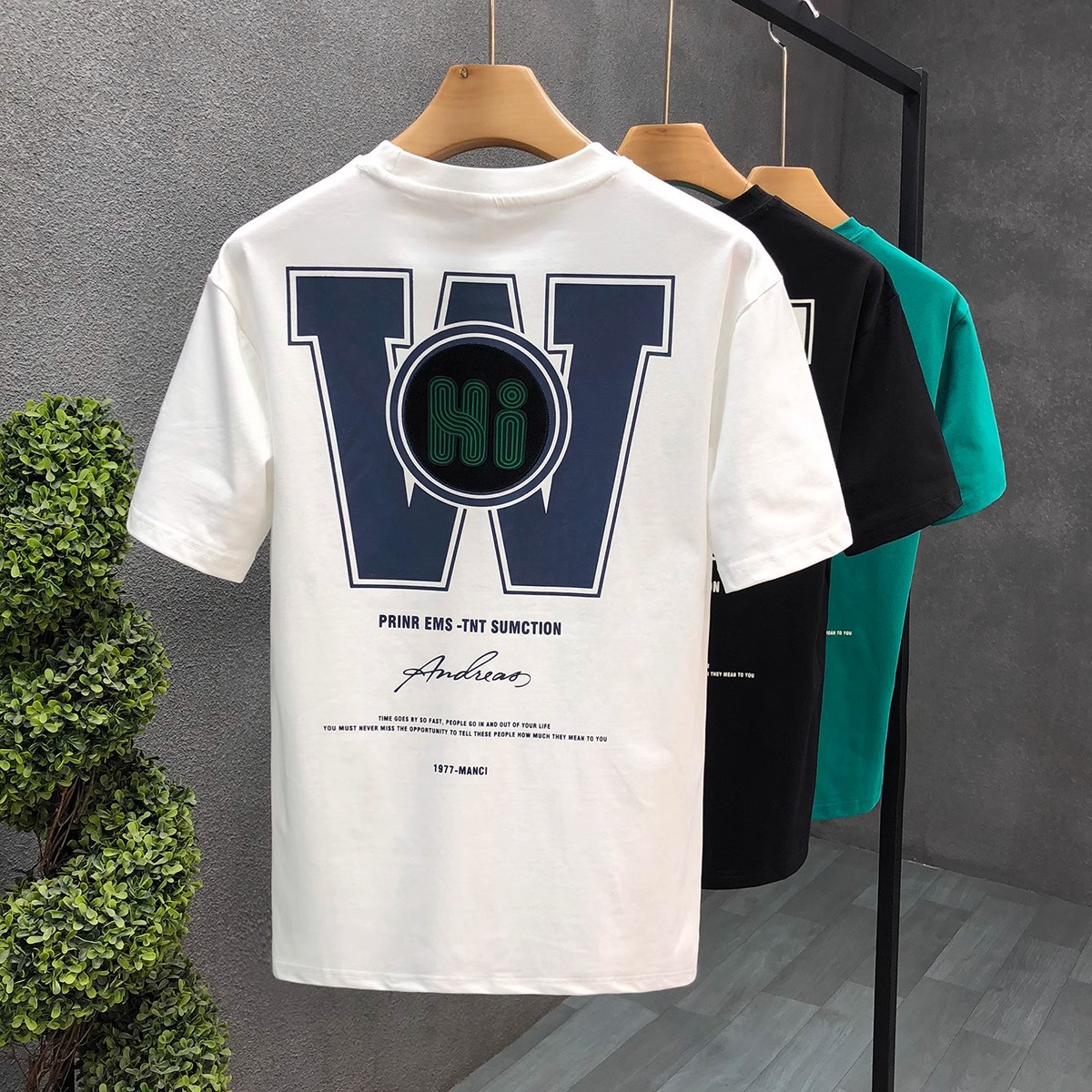 Fashion brand printed round neck short sleeve T-shirt men's summer new comfortable breathable all-match casual loose top