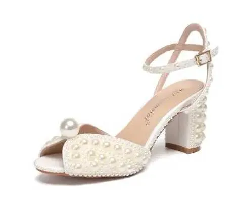Dress 2023 Sandals Fashion Quality Wedding Shoes Womens New Pearl Studs Open Toe High Heels H240621 16_voghion.com