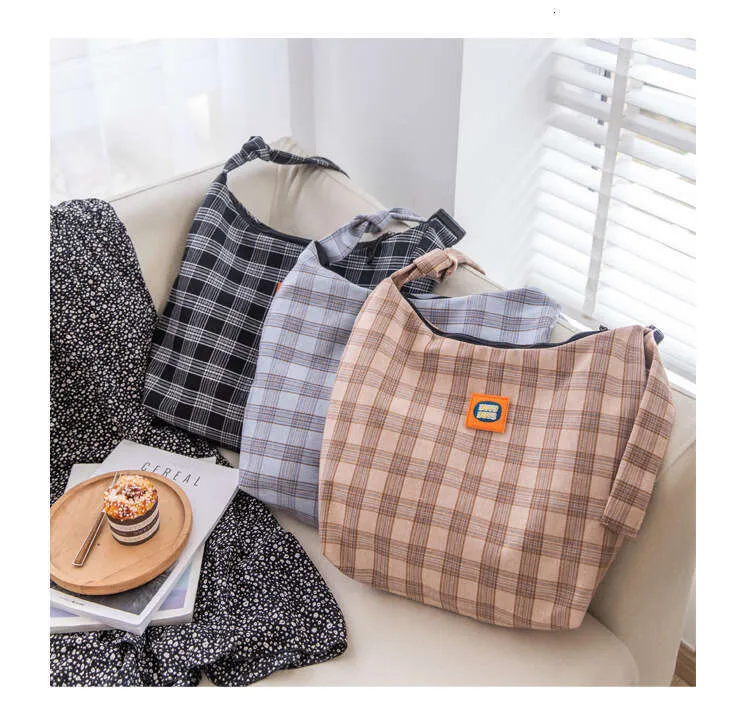 Designer stijl geruite canvas schoudertas voor dames_voghion.com