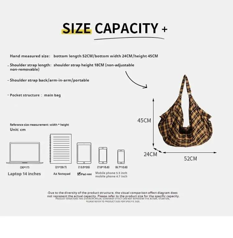 GAINNY Retro Plain Canvas Handbag Womens Large Capacity Korean Fashion Travel Shoulder Bag Work Shopping Aesthetic_voghion.com