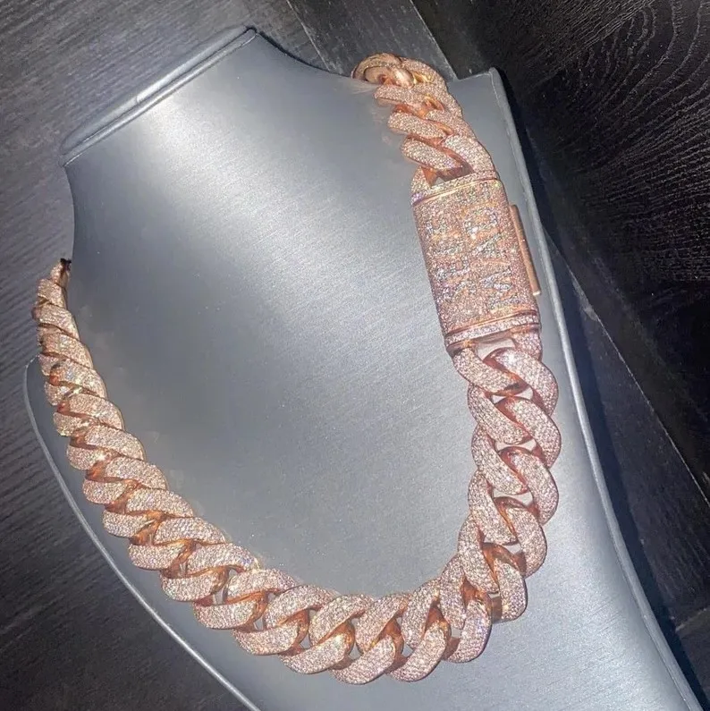 Collana da uomo in argento sterling 24 pollici con catena cubana K spessa VVS Moissanite da 12 mm, per matrimoni, feste hip hop ghiacciate_voghion.com