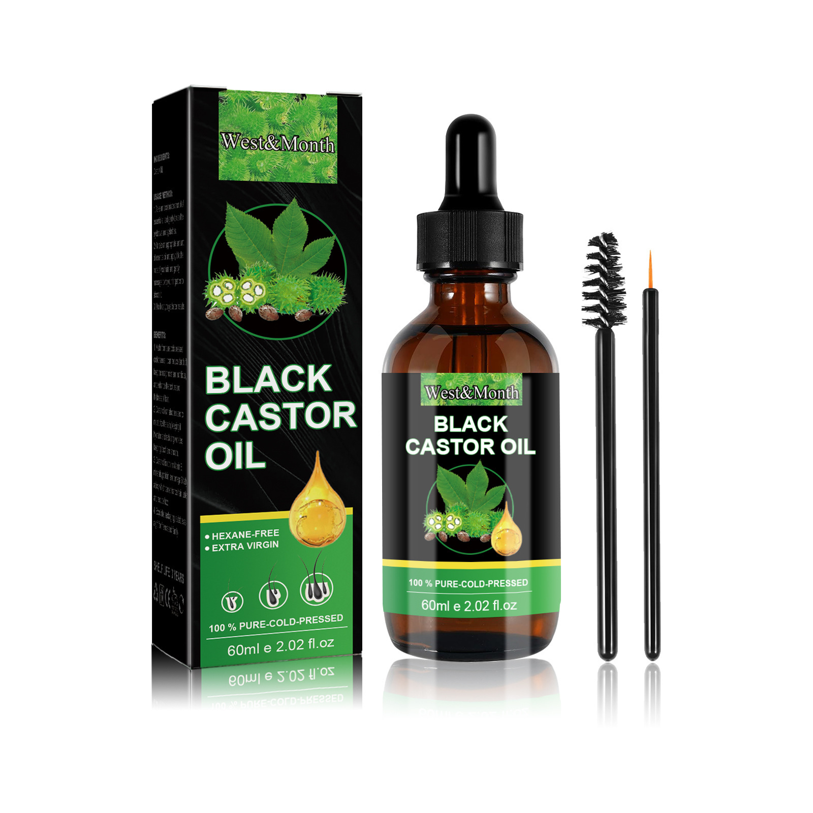 Le revitalisant à l'huile de ricin Wt&Month hydrate les racines des cheveux, solidifie les sourcils, les cils, épaissit naturellement et_voghion.com