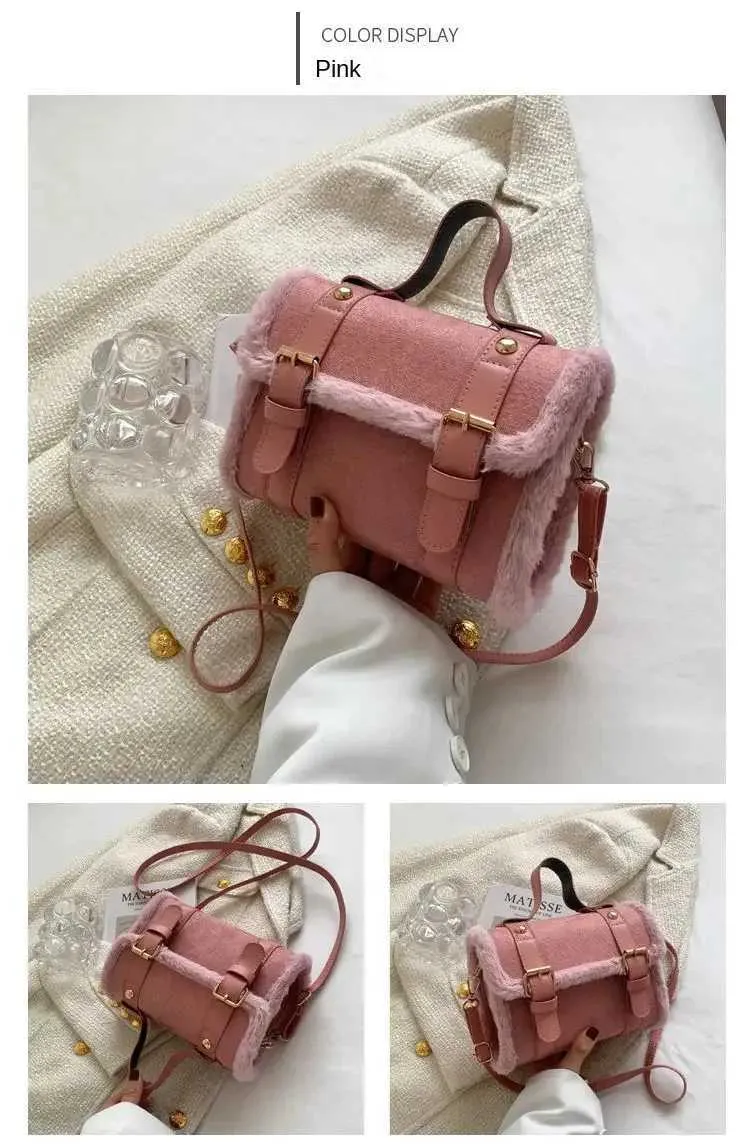 Winter Frauen Crossbody/schulter 2023 Neue Lamm Plüsch Veet Tasche Dame Kleine Quadratische Handtasche Französisch Korea StyleC241106_voghion.com