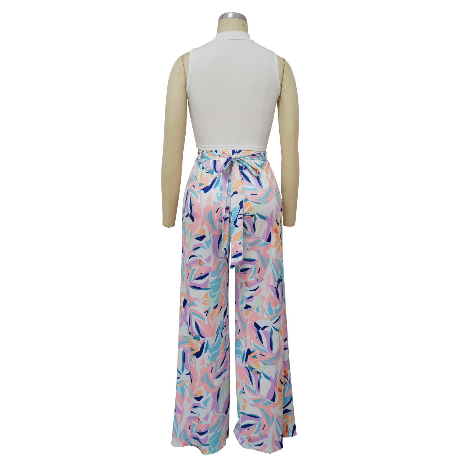 Two-piece Set Women's Sleeveless Round Neck Top Wide-leg Pants Set_voghion.com
