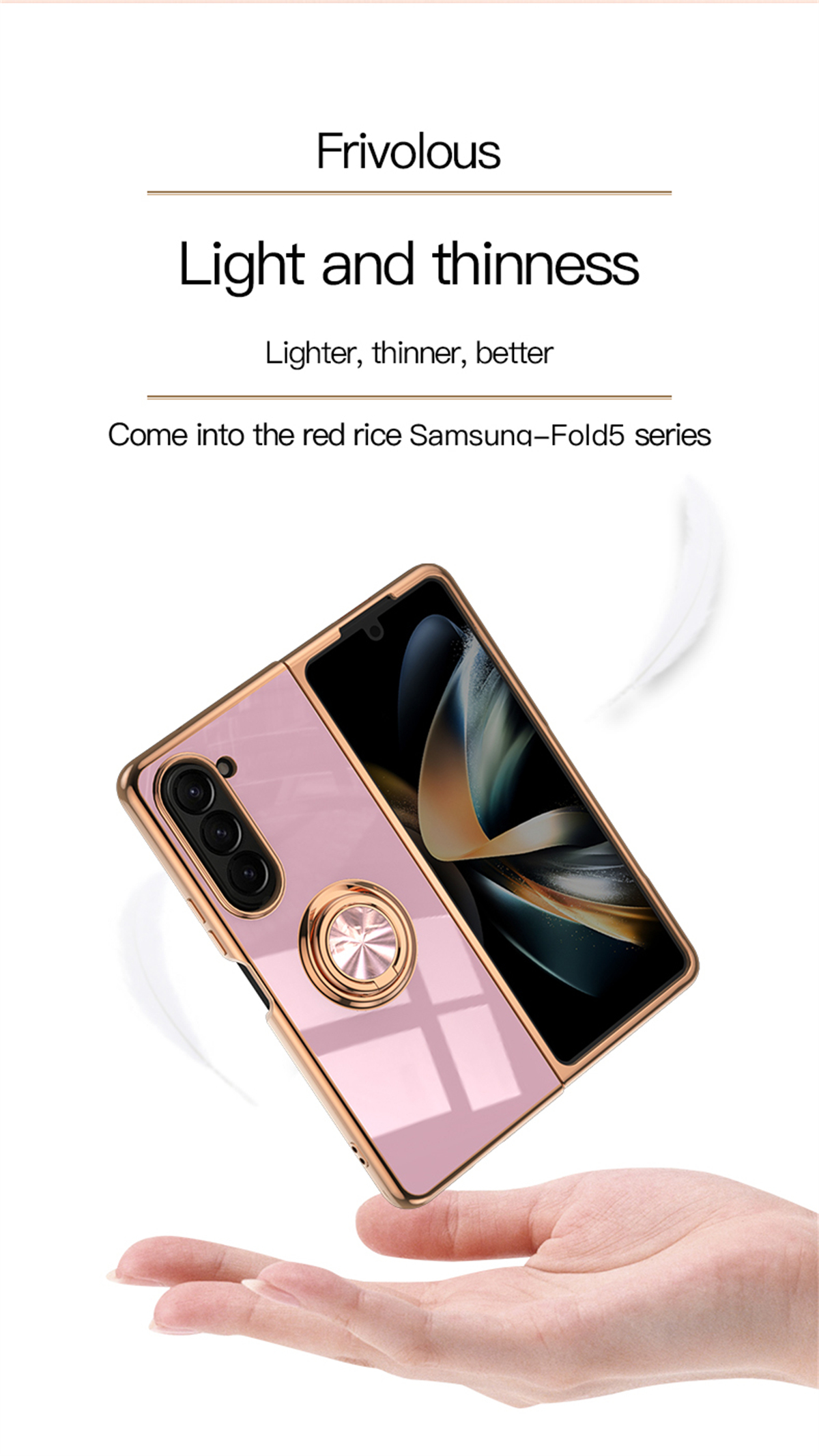 Shockproof Plating Ring Holder Phone Case For Samsung Galaxy Z Fold 5 4 Protective Cover Stand Back Shell Capa Funda_voghion.com