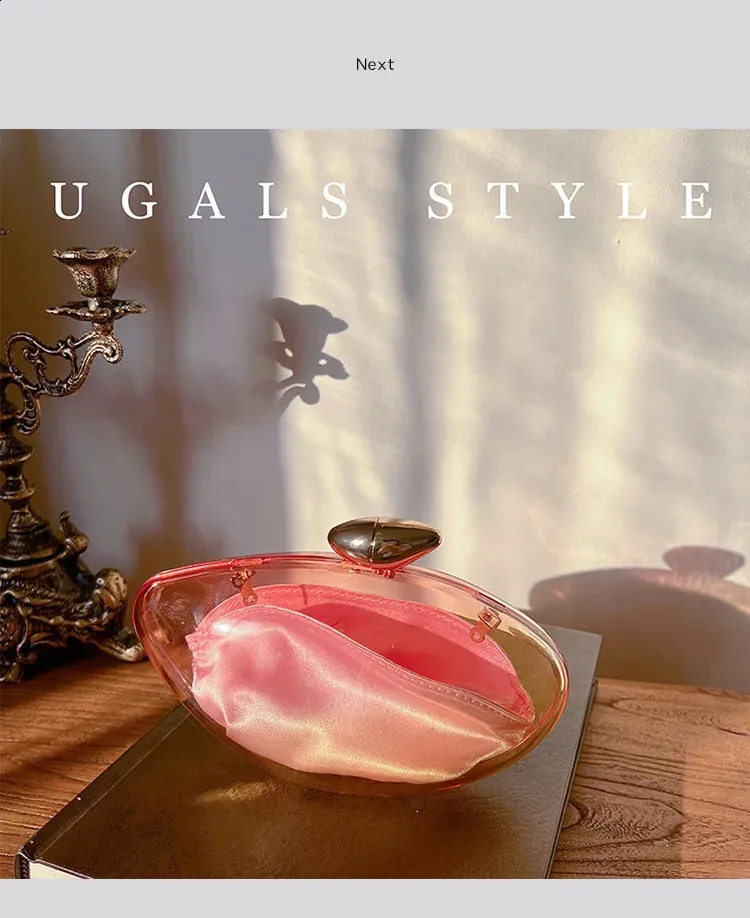 Borsa a mano a forma di conchiglia in acrilico, oro, argento, blu, da sera, da donna, carina, in metallo lucido, all'ingrosso 240907_voghion.com