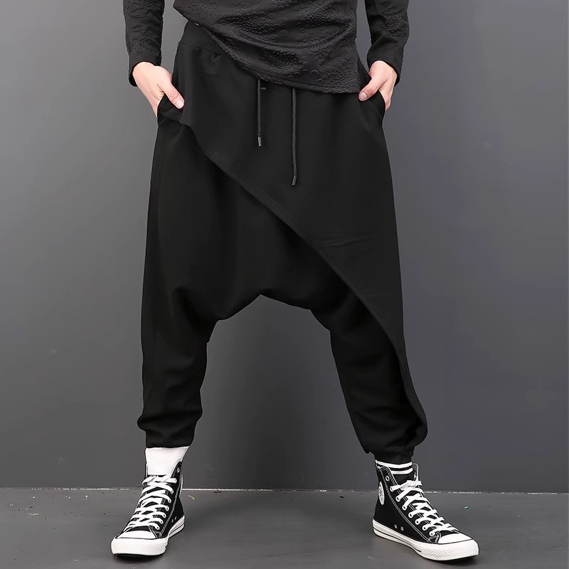 Men's Clothing Casual pants men 2024 spot spring loose harem pants men's style hanging crotch baggy feet slim cross crotch_voghion.com