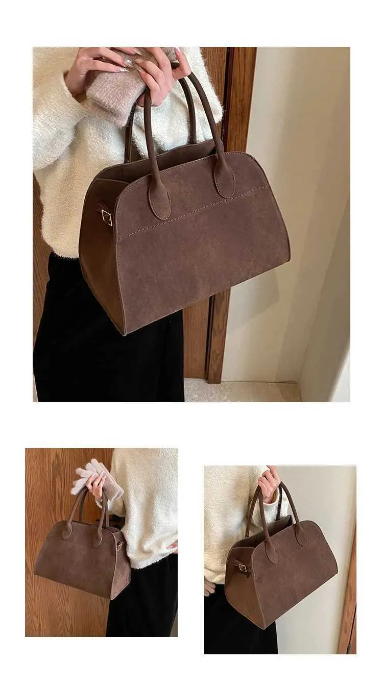 Designer Retro Suede Shoulder Bag Large Capacity Handbag Fashion_voghion.com