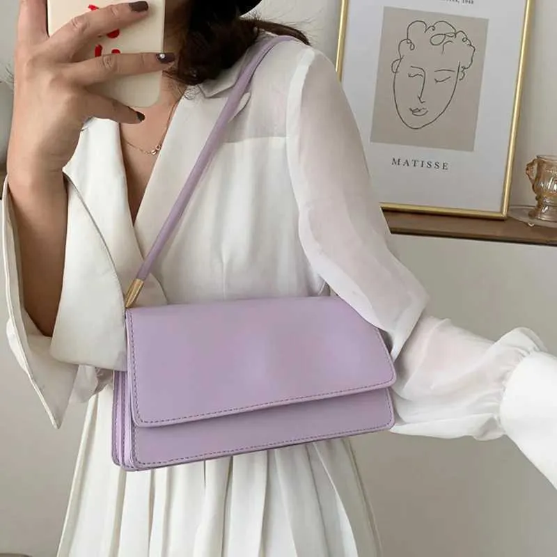 Designer Bag New simple shoulder PU leather armrest solid color womens handbag casual girl small square bag Y241115_voghion.com
