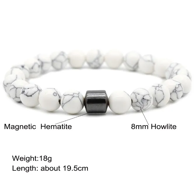 Hotselgende svarte tigerøyeperler steinperler magnetisk armbånd for menn og kvinner_voghion.com