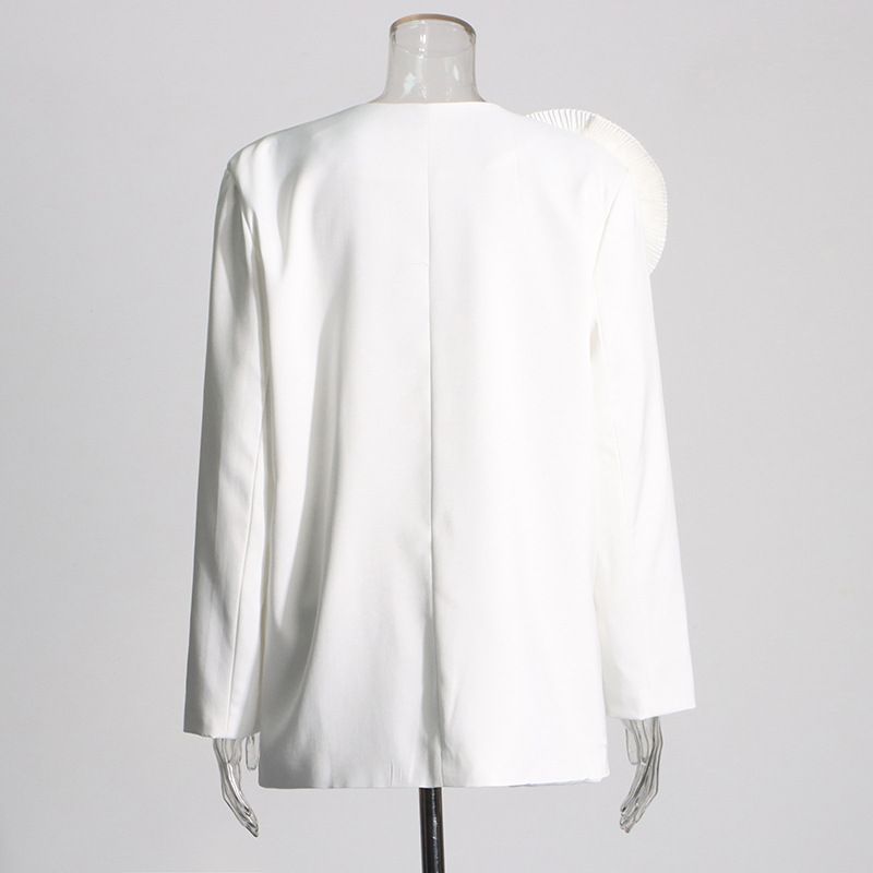 Women's Clothing Temperamental commuting one button V neck 2024 new design sense splicing three dimensional large plate_voghion.com
