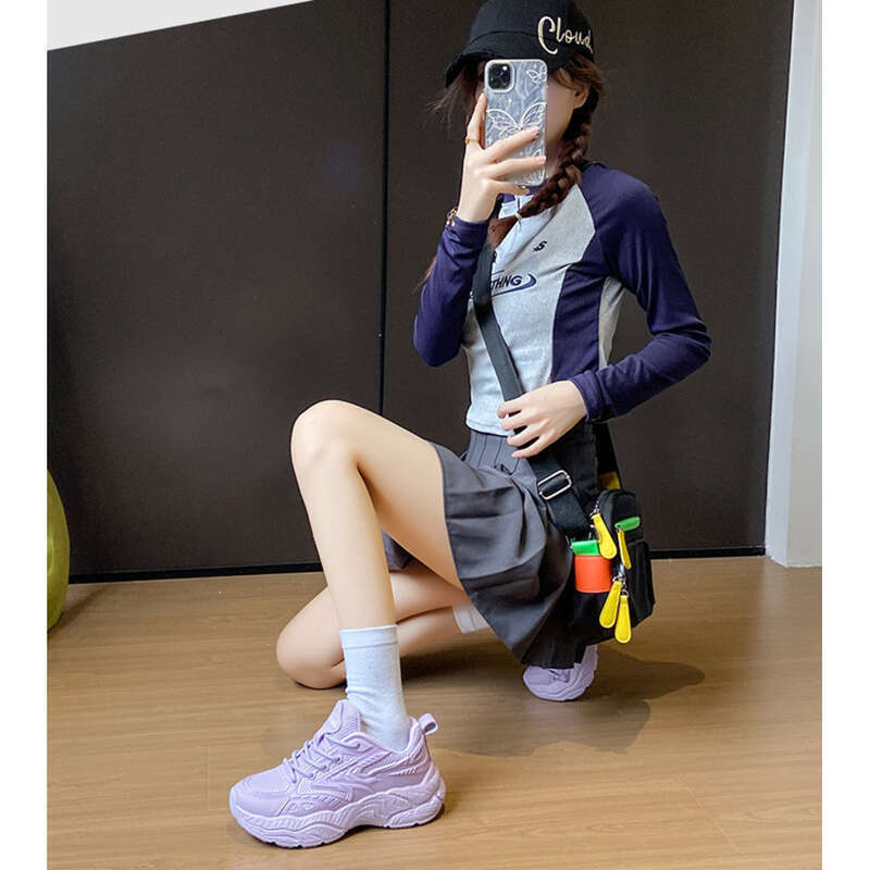Ins Koreanische Version Neue Papa Für Frauen 2025 Frühling Student Sport Laufschuhe Casual Schuhe Mit Dicker Sohle Und Erhöhte_voghion.com
