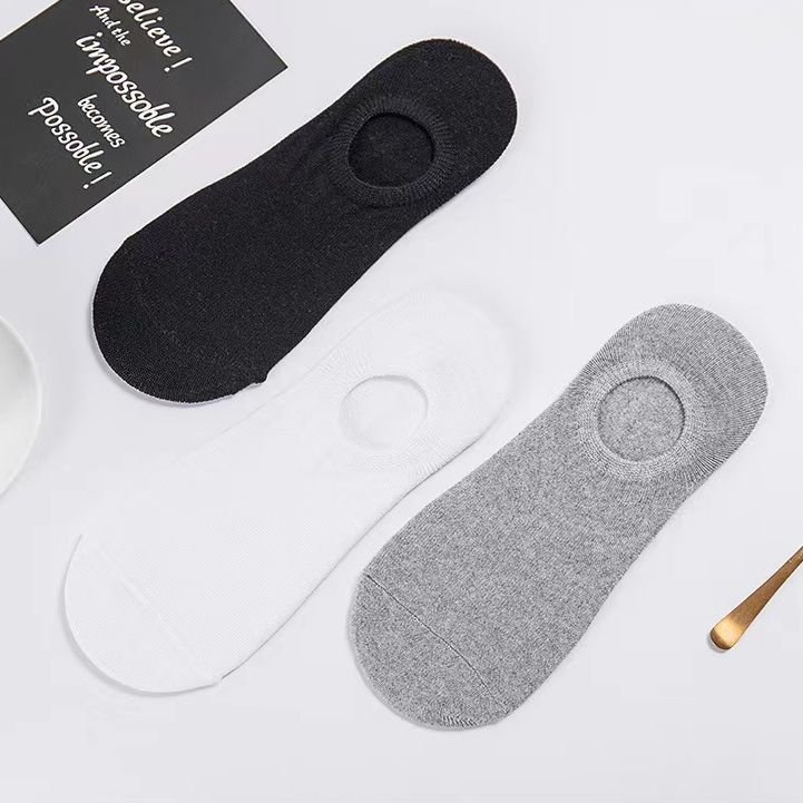 Black and white gray women's socks men's and women's socks summer autumn and winter Four Seasons solid color men's short tube boat Socks invisible low_voghion.com