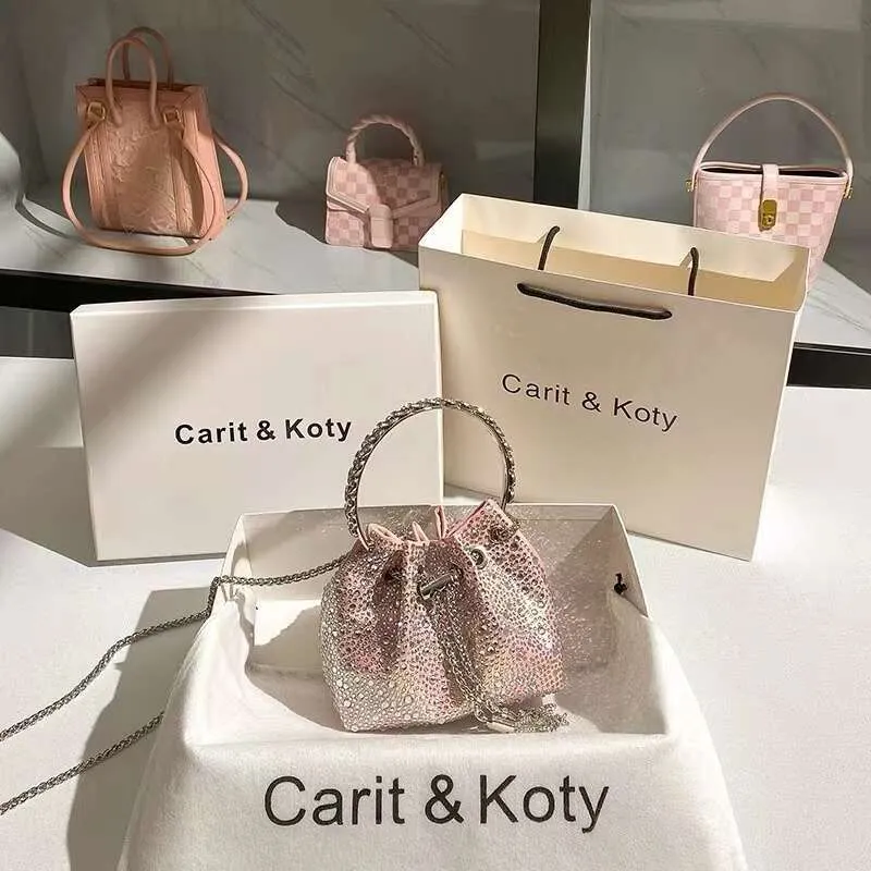 Glitter Shiny Dias Abend Metall Ring Griff Eimer Frauen Handtasche Hochzeit Party Kupplung Geldbörse Schulter Umhängetasche_voghion.com