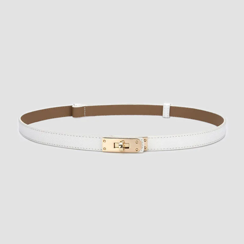 Curele pentru bărbați, din piele de designer, subțire, netedă, cu cataramă unică, versatilă, pentru rochii de blugi, pentru femei, pentru petreceri, culoare pură_voghion.com