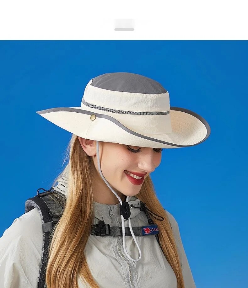 New Large Brimmed Waterproof Outdoor Hat for Men and Women, Suitable for Casual Mountaineering, Sun Protection, Face Covering, Fishing Hat_voghion.com