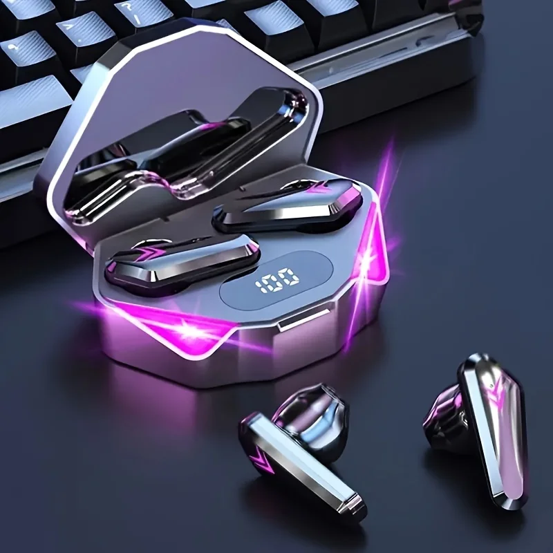 Écouteurs sans fil gamer avec affichage led et réduction bruit_voghion.com