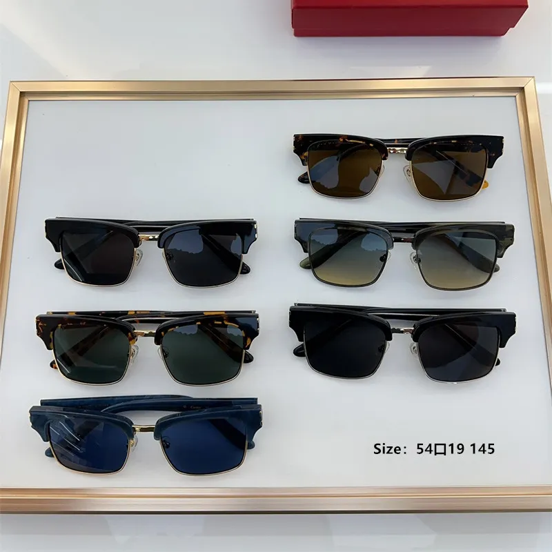 Sonnenbrille 2024 Retro Unisex Fashion Halbrahmen Unregelmäßiges Farbverlaufsdesign UV400_voghion.com
