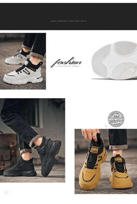 2024 Autumn New High Top Martin Men's Trendy Versatile Construction Work Clothes Shoes Anti Slip Short Boots_voghion.com