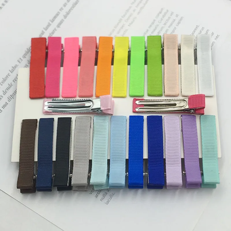 300pcs 5cm Grosgrain Ribbon Lined Alligator Hairpins for Princess Girls Ponytail Clips Children Metal Hair Barrettes_voghion.com