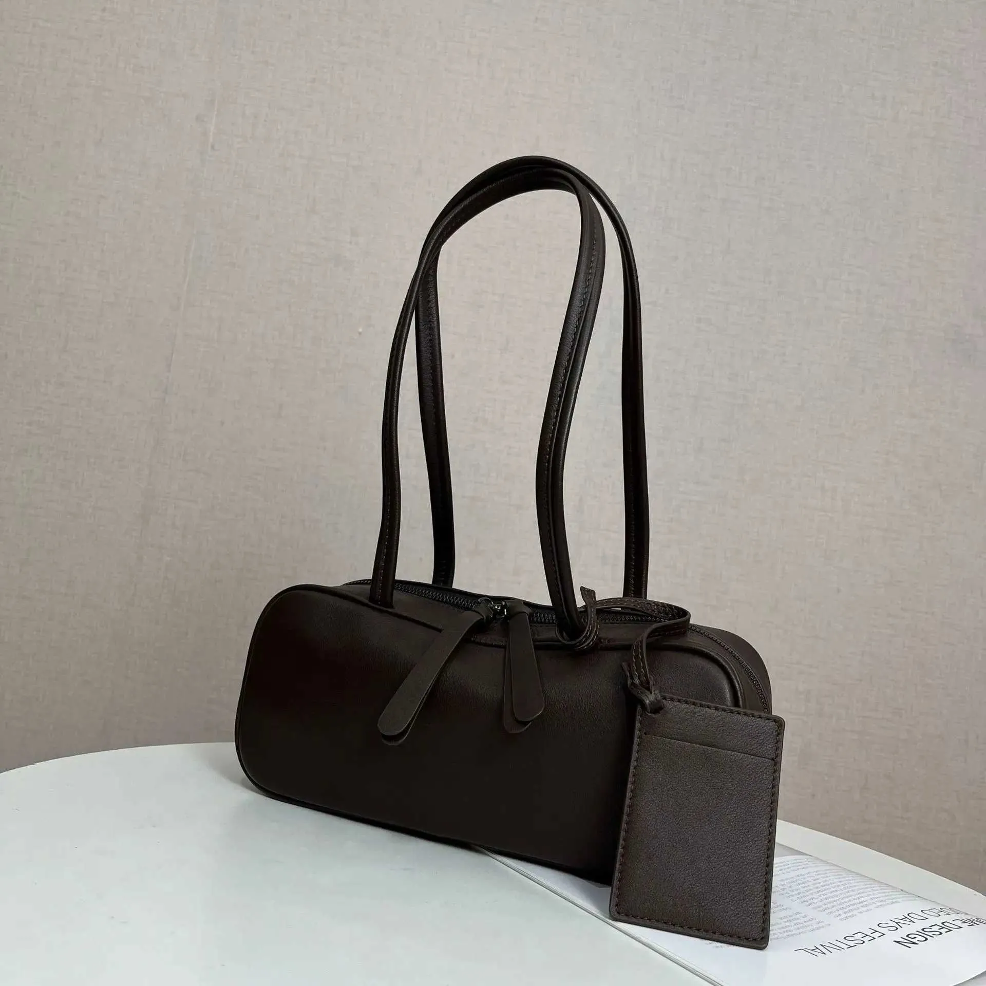 Womens Rectangular urious Design Genuine Leather Pillow Bag Double Shoulder Strap Underarm Wallet Handba241018_voghion.com