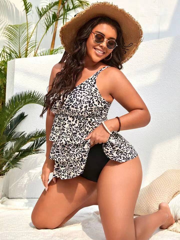 Feminino tamanho grande mulher gorda leopardo impressão sexy moda sem costas barriga fina cintura alta biquíni feminino_voghion.com