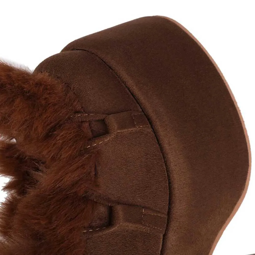 GIGIFOX Punk Pelliccia Alti Fino Al Ginocchio Piattaforma Chunky Tacco Alto Scarpe Cerniera Laterale INS Moda Strada Scatto Caldo Autunno Inverno Stivali_voghion.com