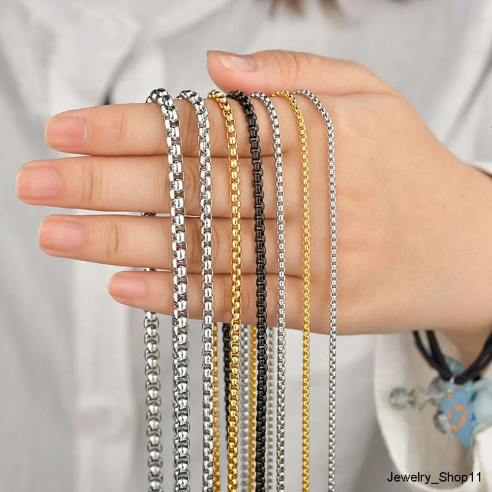 Wholesale 2mm 3mm Hip Hop Gold Plated Men Women Bulk Chain Necklace Stainless Steel Round Box Chains Link for Jewelry_voghion.com