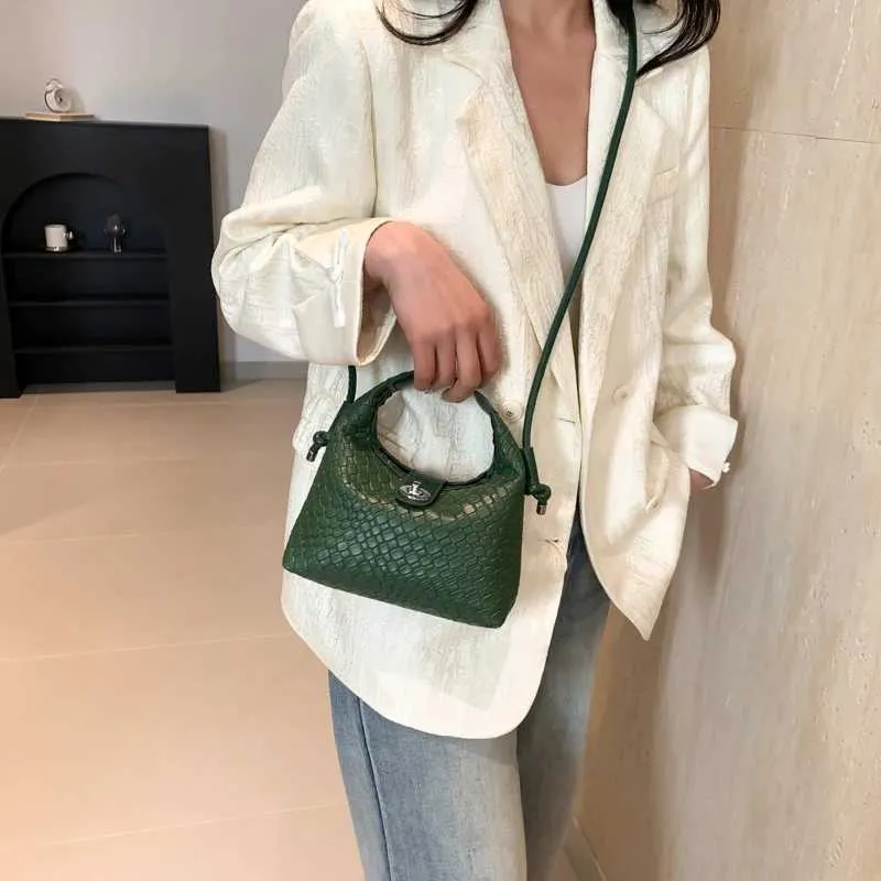 Elegante Geflochtene Pu-leder-eimerhandtasche Als Umhängetasche_voghion.com