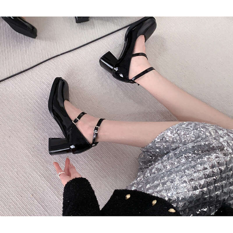 Red Square Toe Chunky Heel Dress Ultra Heeled Mary-Jay Siegel Shoes_voghion.com