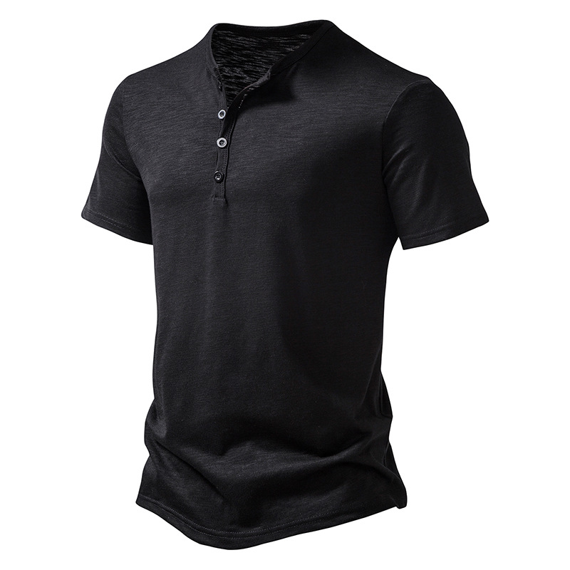Camisa de manga corta informal de Color sólido con cuello Henley para hombre, Polo, camisetas de alta calidad para hombre_voghion.com